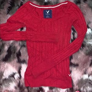 Red fitted sweater